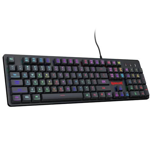 Redragon K509 RGB Arkalı Aydınlatmalı Oyun Klavyesi, 104 Tuşlu Kablolu Mekanik Hisli Düşük Profil Sessiz Klavye, Sıvıya Dayanıklı, Hayalet Etkisine Karşı, Windows, macOS, PS4/5, Xbox ile Uyumludur. Siyah - 1