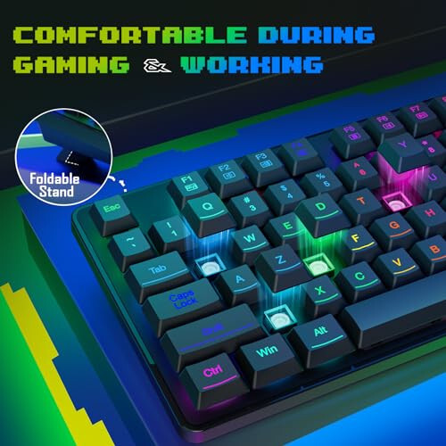 Redragon K509 RGB-Backlit Gaming Keyboard, 104 Keys Wired Mechanical Feeling Low Profile Quiet Keyboard, Spill-Resistant, Anti-Ghosting, Compatible with Windows, macOS, PS4/5, Xbox. Black - 4