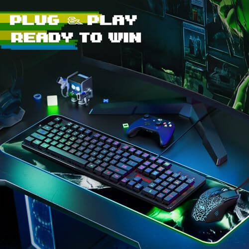 Redragon K509 RGB-Backlit Gaming Keyboard, 104 Keys Wired Mechanical Feeling Low Profile Quiet Keyboard, Spill-Resistant, Anti-Ghosting, Compatible with Windows, macOS, PS4/5, Xbox. Black - 7