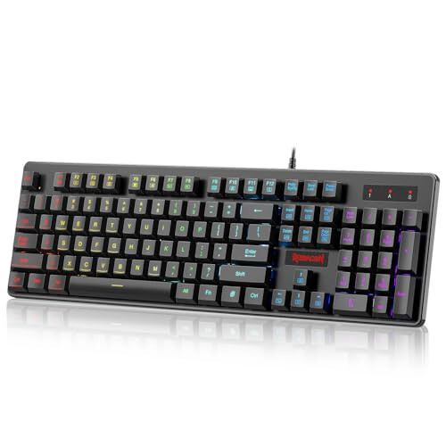 Redragon K509 RGB-Backlit Gaming Keyboard, 104 Keys Wired Mechanical Feeling Low Profile Quiet Keyboard, Spill-Resistant, Anti-Ghosting, Compatible with Windows, macOS, PS4/5, Xbox. Black - 6