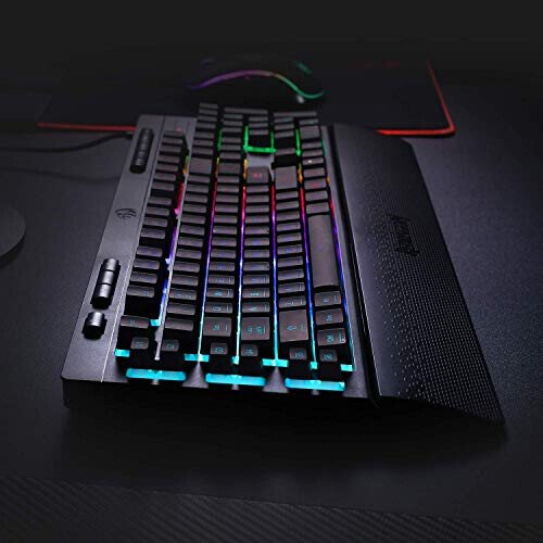 Redragon K512 Shiva RGB Backlit Membrane Gaming Keyboard with Multimedia Keys, Linear Mechanical-Feel Switch, 6 Extra On-Board Macro Keys, Dedicated Media Control, Detachable Wrist Rest - 7