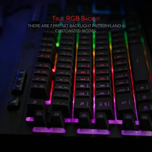 Redragon K512 Shiva RGB Backlit Membrane Gaming Keyboard with Multimedia Keys, Linear Mechanical-Feel Switch, 6 Extra On-Board Macro Keys, Dedicated Media Control, Detachable Wrist Rest - 5