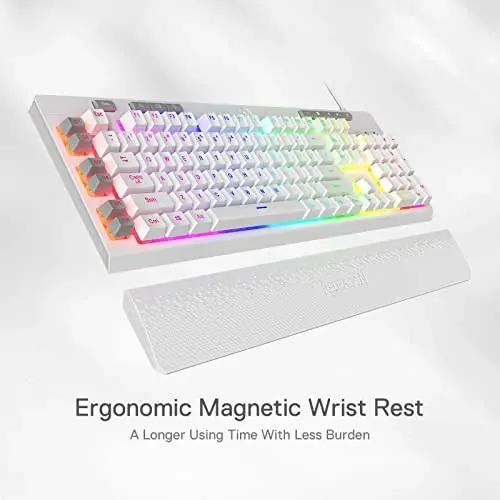 Redragon K512 Shiva RGB yoritilgan membrana oʻyin klaviaturasi, multimedia tugmachalari, chiziqli mexanik hisli kalit, 6 ta qoʻshimcha bort makro tugmachalari, maxsus media boshqaruvi, olinadigan bilak suyanchi, oq - 6