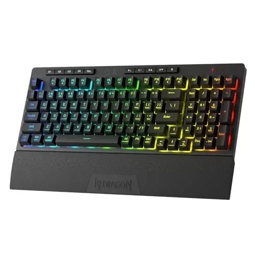 Redragon K515 PRO Shiva RGB Wireless Membrane Gaming Keyboard, 98 Keys Mechanical-Feel Keyboard w/Smooth Linear Switch, On-Board Macro & Multimedia Keys, Detachable Wrist Rest, Software Supported - 1