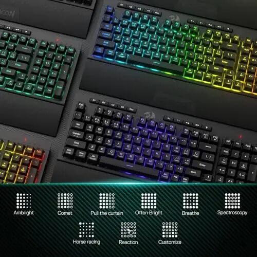 Redragon K515 PRO Shiva RGB Wireless Membrane Gaming Keyboard, 98 Keys Mechanical-Feel Keyboard w/Smooth Linear Switch, On-Board Macro & Multimedia Keys, Detachable Wrist Rest, Software Supported 