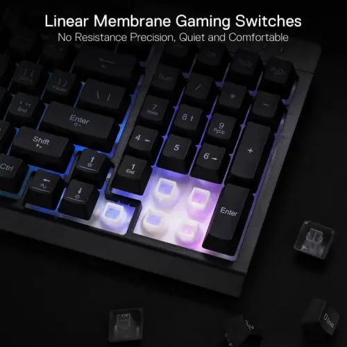Redragon K515 Shiva Wired RGB Membrane Gaming Keyboard, 98 Keys Mechanical-Feel Keyboard w/Smooth Linear Switch, On-Board Macro & Dedicated Multimedia Keys, Detachable Wrist Rest, Software Supported - 4