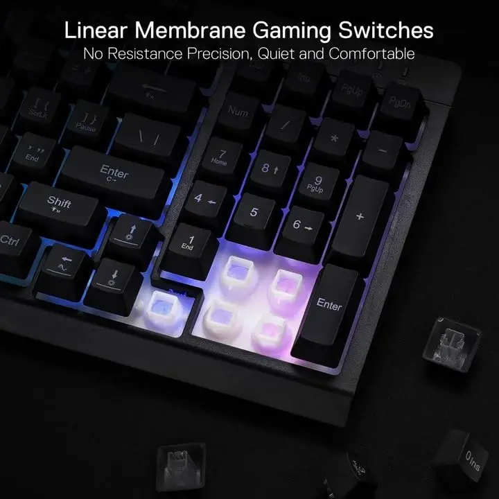 Redragon K515 Shiva Wired RGB Membrane Gaming Keyboard, 98 Keys Mechanical-Feel Keyboard w/Smooth Linear Switch, On-Board Macro & Dedicated Multimedia Keys, Detachable Wrist Rest, Software Supported - 4