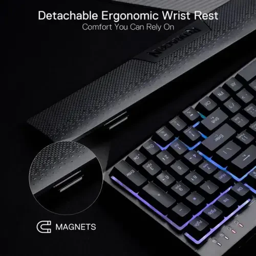 Redragon K515 Shiva Wired RGB Membrane Gaming Keyboard, 98 Keys Mechanical-Feel Keyboard w/Smooth Linear Switch, On-Board Macro & Dedicated Multimedia Keys, Detachable Wrist Rest, Software Supported - 5