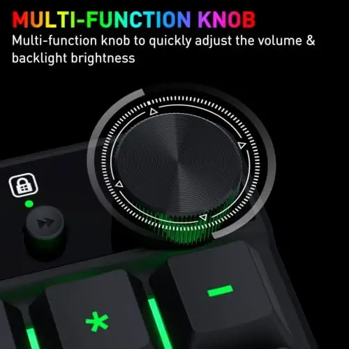 Redragon K521-E Gaming Keyboard with Knob, RGB 104 Keys Wired Keyboard | Mechanical Feeling Keyboard, 12 Multimedia Keys, Anti-Ghosting, Programmable Software, Compatible with PC, PS4/5, Xbox - 4