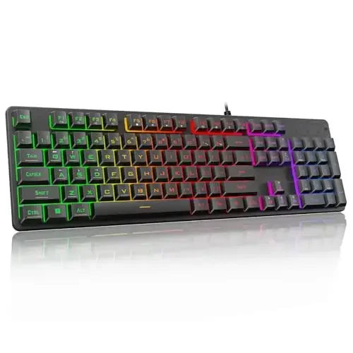 Redragon K521 Upgrade Rainbow LED Gaming Keyboard, 104 Keys Wired Mechanical Feeling Keyboard with Multimedia Keys, One-Touch Backlit, Anti-Ghosting, Compatible with PC, Mac, PS4/5, Xbox - 1
