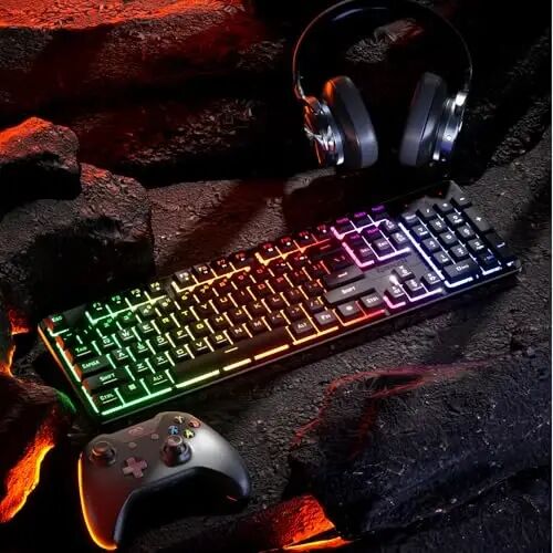 Redragon K521 Upgrade Rainbow LED Gaming Keyboard, 104 Keys Wired Mechanical Feeling Keyboard with Multimedia Keys, One-Touch Backlit, Anti-Ghosting, Compatible with PC, Mac, PS4/5, Xbox - 7