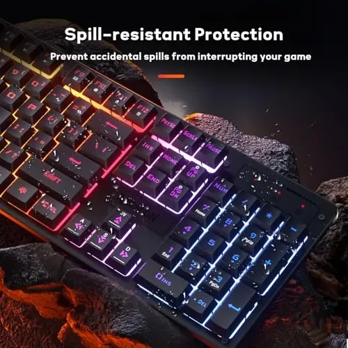 Redragon K521 Upgrade Rainbow LED Oʻyin Klaviatura, 104 tugmali simli mexanik hissiyotli klaviatura multimedia tugmalari bilan, bir tegish bilan yoritish, Anti-Ghosting, PC, Mac, PS4/5, Xbox bilan mos keladi - 6