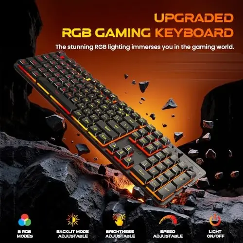 Redragon K521KS Wireless Gaming Keyboard, Tri-Mode BT/2.4G/USB-C RGB Mechanical Feeling Keyboard with Multimedia Keys, 4000mAh Battery, Anti-Ghosting, Compatible with PC - Upgrade - 3