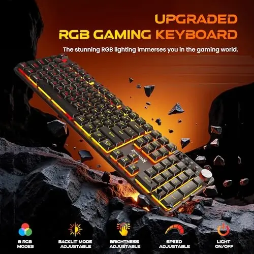 Redragon K521WL Wireless Gaming Keyboard with Knob, Tri-Mode BT/2.4G/USB-C RGB Mechanical Feeling Keyboard with Multimedia Keys, 4000mAh Battery, Anti-Ghosting, Compatible with PC - Upgrade - 4