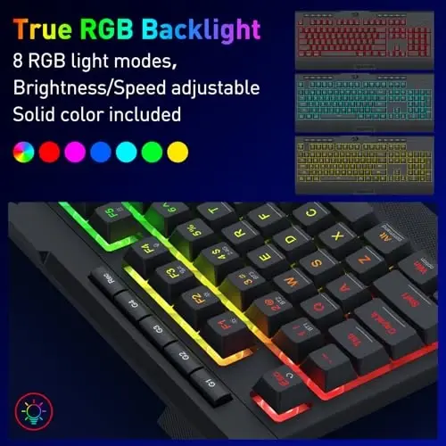 Redragon K525 PRO RGB 3-Mode Wireless Membrane Gaming Keyboard with Multimedia Keys, Linear Mechanical-Feel Switch, 4 Extra On-Board Macro Keys, Dedicated Media Control, Ergonomic Wrist Rest - 4