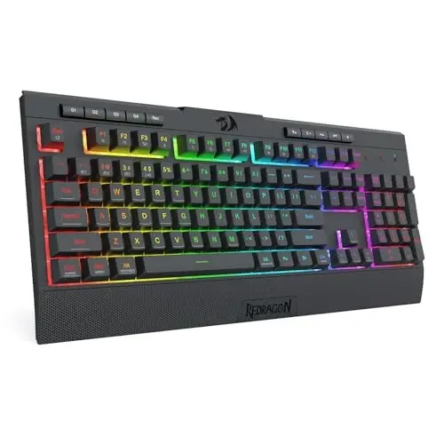 Redragon K525 PRO RGB 3-Mode Wireless Membrane Gaming Keyboard with Multimedia Keys, Linear Mechanical-Feel Switch, 4 Extra On-Board Macro Keys, Dedicated Media Control, Ergonomic Wrist Rest 