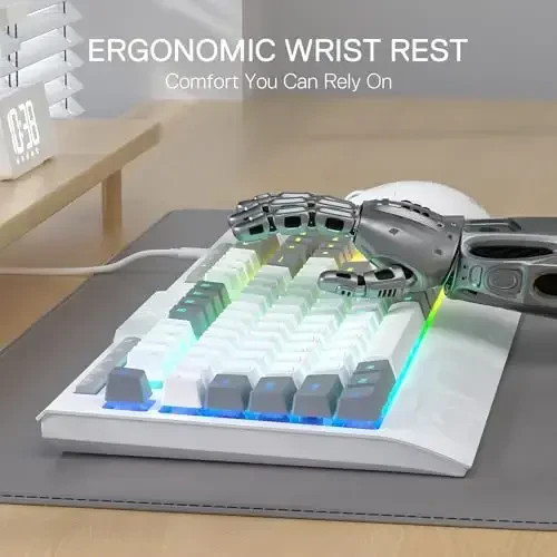 Redragon K525 RGB Backlit 104 Keys Wired Membrane Gaming Keyboard w/ 5 Multimedia Keys & 4 Extra On-Board Macro Keys, Dedicated Media Control, Ergonomic Wrist Rest, Linear Mechanical-Feel Switch - 5