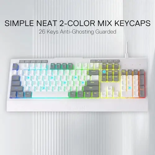 Redragon K525 RGB Backlit 104 Keys Wired Membrane Gaming Keyboard w/ 5 Multimedia Keys & 4 Extra On-Board Macro Keys, Dedicated Media Control, Ergonomic Wrist Rest, Linear Mechanical-Feel Switch - 6