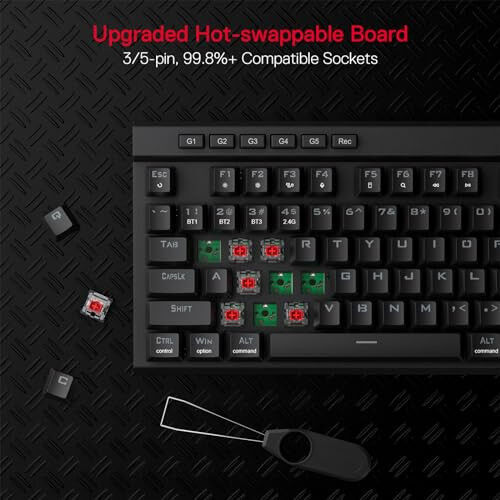 Redragon K580 PRO Wireless RGB Gaming Keyboard, 3-Modes 104 Keys Mechanical Keyboard w/Hot-Swap Socket, Dedicated Media Controls & Onboard Macro Recording, Linear Red Switch - REDRAGON (1)