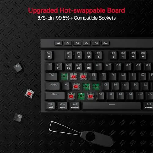 Redragon K580 PRO Wireless RGB Gaming Keyboard, 3-Modes 104 Keys Mechanical Keyboard w/Hot-Swap Socket, Dedicated Media Controls & Onboard Macro Recording, Linear Red Switch - Redragon (1)