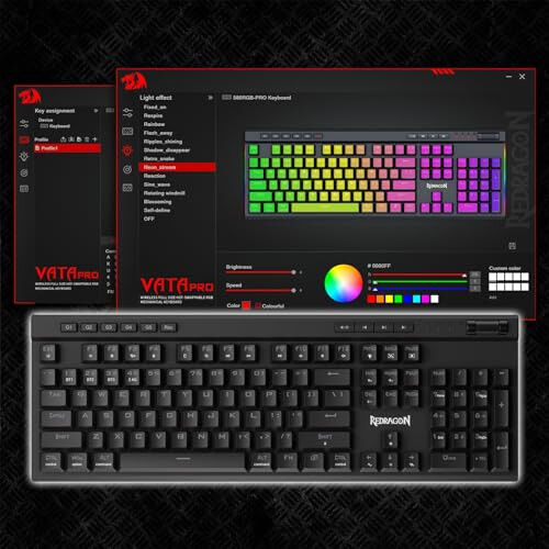 Redragon K580 PRO Wireless RGB Gaming Keyboard, 3-Modes 104 Keys Mechanical Keyboard w/Hot-Swap Socket, Dedicated Media Controls & Onboard Macro Recording, Linear Red Switch - 6