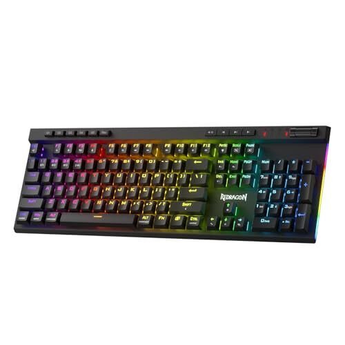 Redragon K580 PRO Wireless RGB Gaming Keyboard, 3-Modes 104 Keys Mechanical Keyboard w/Hot-Swap Socket, Dedicated Media Controls & Onboard Macro Recording, Linear Red Switch - Redragon