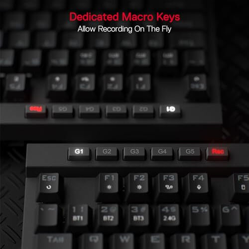 Redragon K580 PRO Wireless RGB Gaming Keyboard, 3-Modes 104 Keys Mechanical Keyboard w/Hot-Swap Socket, Dedicated Media Controls & Onboard Macro Recording, Linear Red Switch - 4