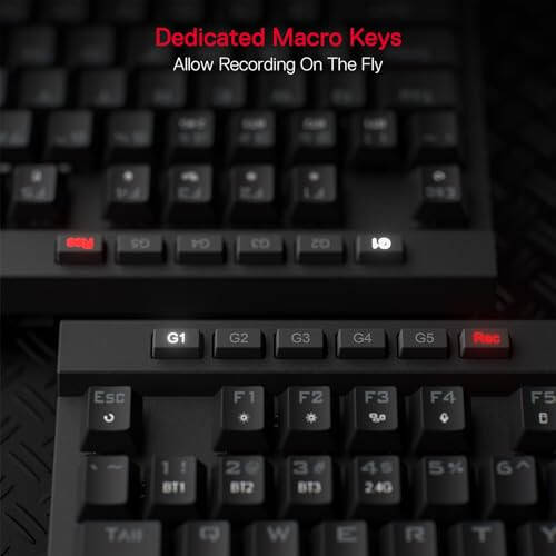 Redragon K580 PRO Wireless RGB Gaming Keyboard, 3-Modes 104 Keys Mechanical Keyboard w/Hot-Swap Socket, Dedicated Media Controls & Onboard Macro Recording, Linear Red Switch - 4