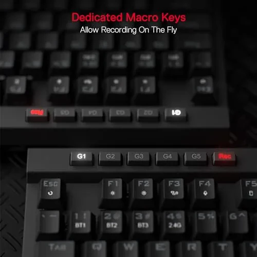 Redragon K580 PRO Wireless RGB Gaming Keyboard, 3-Modes 104 Keys Mechanical Keyboard w/Hot-Swap Socket, Dedicated Media Controls & Onboard Macro Recording, Linear Red Switch - 4