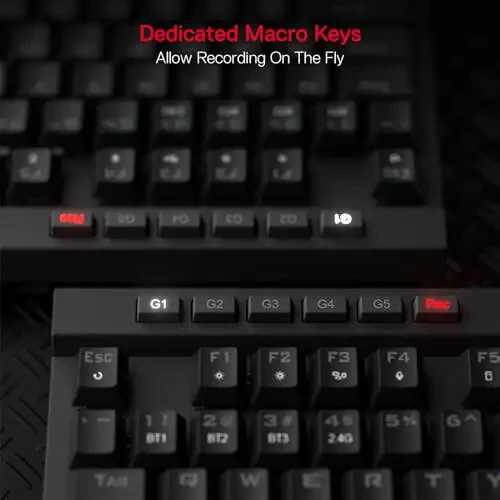 Redragon K580 PRO Wireless RGB Gaming Keyboard, 3-Modes 104 Keys Mechanical Keyboard w/Hot-Swap Socket, Dedicated Media Controls & Onboard Macro Recording, Linear Red Switch - 4