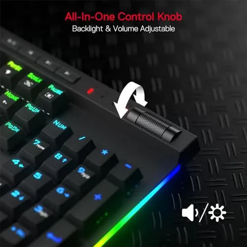 Redragon K580 PRO Wireless RGB Gaming Keyboard, 3-Modes 104 Keys Mechanical Keyboard w/Hot-Swap Socket, Dedicated Media Controls & Onboard Macro Recording, Linear Red Switch - 5