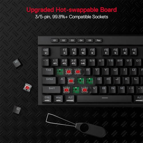 Redragon K580 PRO Wireless RGB Gaming Keyboard, 3-Modes 104 Keys Mechanical Keyboard w/Hot-Swap Socket, Dedicated Media Controls & Onboard Macro Recording, Linear Red Switch - 3