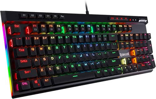 Redragon K580 VATA RGB LED Backlit Mechanical Gaming Keyboard with Macro Keys & Dedicated Media Controls, Hot-Swappable Socket, Onboard Macro Recording (Brown Switches) - 1