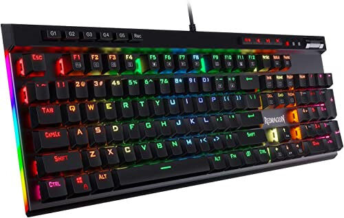 Redragon K580 VATA RGB LED Yoritilgan Mexanik O'yin Klaviaturasi, Makro Tugmalari va Maxsus Media Nazorati, Issiq almashtiriladigan Uyasi, Bortidagi Makro Yozuvi (Jigarrang Tugmalar) 