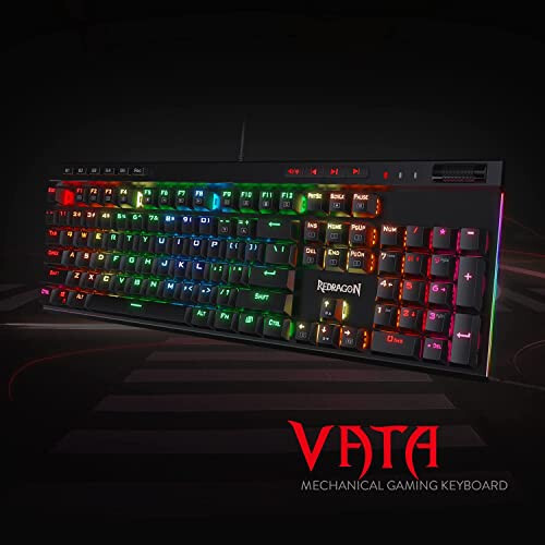 Redragon K580 VATA RGB LED Yoritilgan Mexanik O'yin Klaviaturasi, Makro Tugmalari va Maxsus Media Nazorati, Issiq almashtiriladigan Uyasi, Bortidagi Makro Yozuvi (Jigarrang Tugmalar) - 2