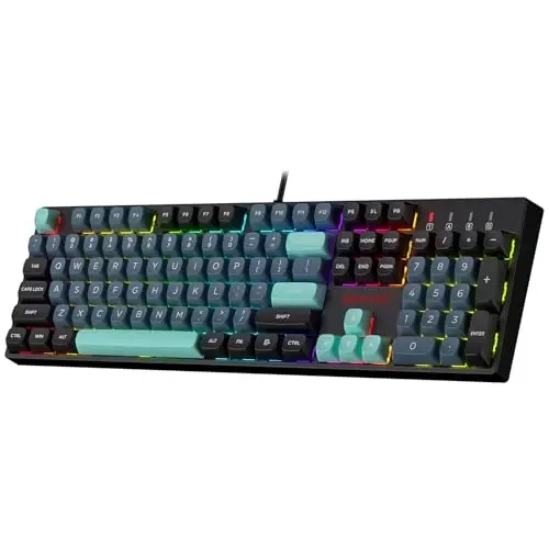 Redragon K582 SE Wired RGB Gaming Keyboard, 104 Keys Mechanical Keyboard w/Mixed Color Round PBT Keycaps, Dynamic 16.8M RGB Backlit & Linear Red Switch, Redefine Software Supported - 1