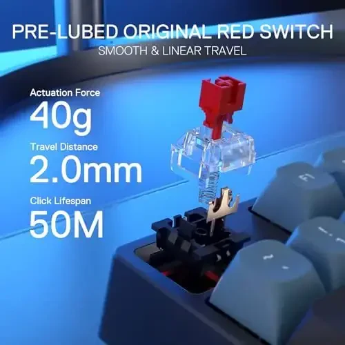 Redragon K582 SE Wired RGB Gaming Keyboard, 104 Keys Mechanical Keyboard w/Mixed Color Round PBT Keycaps, Dynamic 16.8M RGB Backlit & Linear Red Switch, Redefine Software Supported - 4