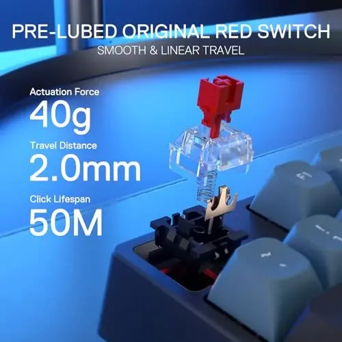 Redragon K582 SE Wired RGB Gaming Keyboard, 104 Keys Mechanical Keyboard w/Mixed Color Round PBT Keycaps, Dynamic 16.8M RGB Backlit & Linear Red Switch, Redefine Software Supported - 4