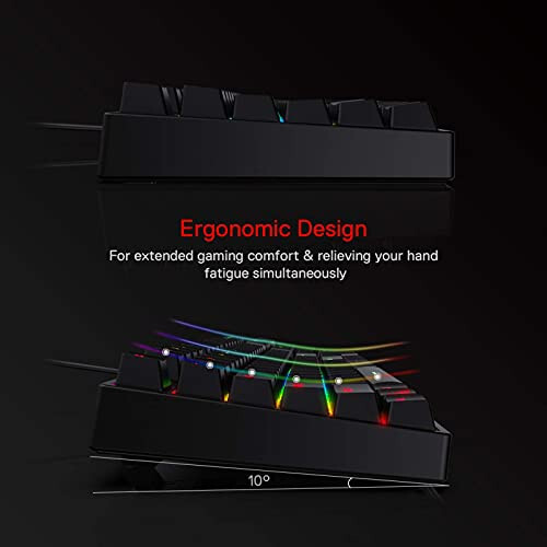 Redragon K582 SURARA RGB LED Backlit Mechanical Gaming Keyboard with 104 Keys-Linear and Quiet-Red Switches - 3