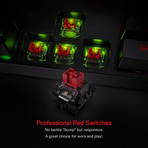 Redragon K582 SURARA RGB LED Backlit Mechanical Gaming Keyboard with 104 Keys-Linear and Quiet-Red Switches - 5