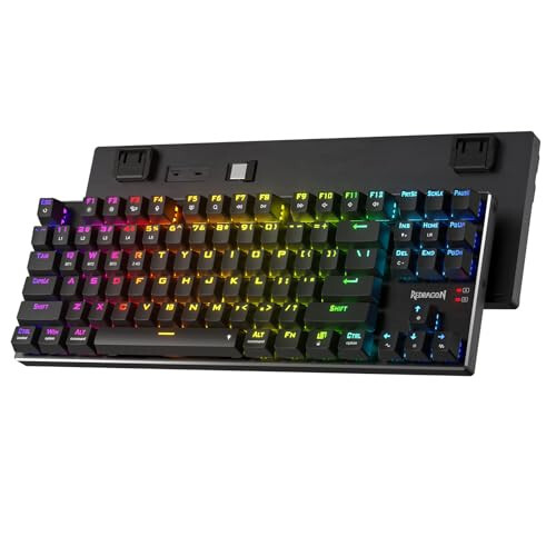 Redragon K660RGB-PRO (K556 TKL) Simsiz O'yin Klaviaturasi, 80% 87 Tugma BT/2.4Ghz Uch Rejimli Alyuminiy Mexanik Klaviatura, Mac Funktsiya Tugmalari, Issiq almashtirish Uyasi va Shovqin Yutish Shakli, Qizil Tugma - 1