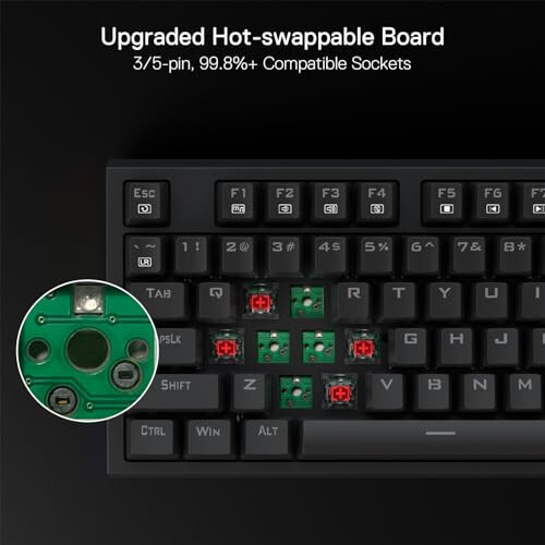 Redragon K670 RGB Backlit Gaming Keyboard, 104 Keys Hot-Swap Mechanical Keyboard, Upgraded Socket, Quiet Linear Red Switch - 3