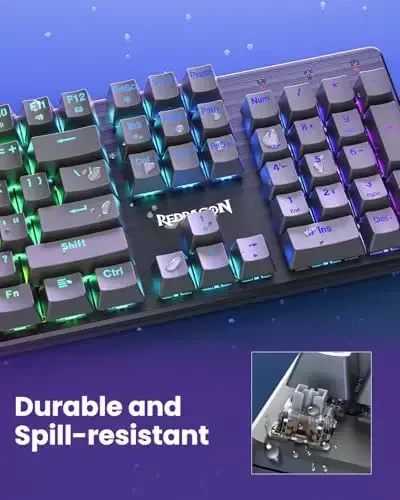 Redragon K671KS Wireless Mechanical Gaming Keyboard, Tri Mode BT/2.4G/USB-C Hot Swappable Custom Keyboard, RGB Backlit Computer Gaming Keyboards, PBT Keycaps, Programmable for PC/Tablet/MAC - 7
