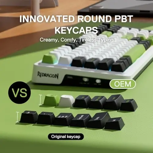 Redragon K686 PRO 98 Keys Wireless Gasket RGB Gaming Keyboard, 3-Mode PBT Mechanical Keyboard w/Hot-Swap Socket, Dedicated Knob Control & 5-Layer Noise Dampening, Custom Linear Switch - 4