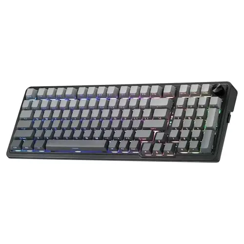 Redragon K686 PRO 98 Keys Wireless Gasket RGB Gaming Keyboard, 3-Mode PBT Mechanical Keyboard w/Hot-Swap South-Facing RGB Socket, Dedicated Knob Control & 5-Layer Noise Dampening, Gradient PBT Keycaps 
