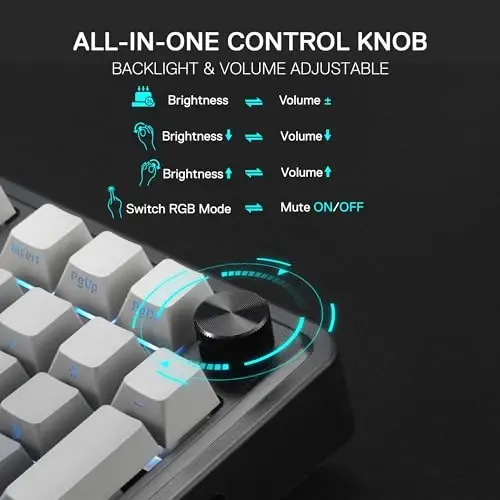 Redragon K686 PRO 98 Keys Wireless Gasket RGB Gaming Keyboard, 3-Mode PBT Mechanical Keyboard w/Hot-Swap South-Facing RGB Socket, Dedicated Knob Control & 5-Layer Noise Dampening, Gradient PBT Keycaps - 1