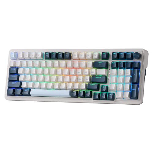 Redragon K686 PRO 98 Keys Wireless Gasket RGB Gaming Keyboard, 3-Mode Win/Mac Mechanical Keyboard w/5-Layer Noise Dampening, Dedicated Knob Control & Hot-Swap in Linear Red Switch, Blue Himmel Color - REDRAGON
