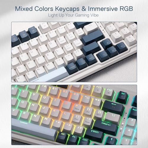 Redragon K686 PRO 98 Keys Wireless Gasket RGB Gaming Keyboard, 3-Mode Win/Mac Mechanical Keyboard w/5-Layer Noise Dampening, Dedicated Knob Control & Hot-Swap in Linear Red Switch, Blue Himmel Color - REDRAGON (1)