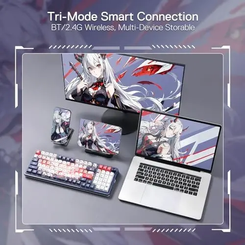 Redragon K686 PRO SE 98 Keys Wireless Gasket RGB Gaming Keyboard, 3-Mode Anime Mechanical Keyboard w/Hot-Swap Socket, Dedicated Knob Control & 5-Layer Noise Dampening, Custom Hi-Fi Linear Switch 