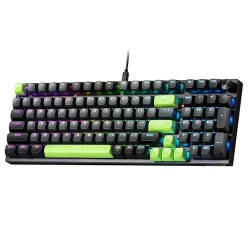 Redragon K740 98 Keys Wired RGB Gaming Keyboard, 95% PBT Mechanical Keyboard w/Solid Aluminum Base, Dedicated Knob Control & Hot-Swap Socket, Custom Linear Switch - 1